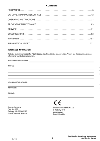 BOBCAT BALE (6986719) OPERATION AND MAINTENANCE MANUAL PDF FILE