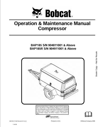 Discover the comprehensive operation and maintenance manual for the BOBCAT BAP185R and BAP185. Download the PDF file for essential insights and guidelines.