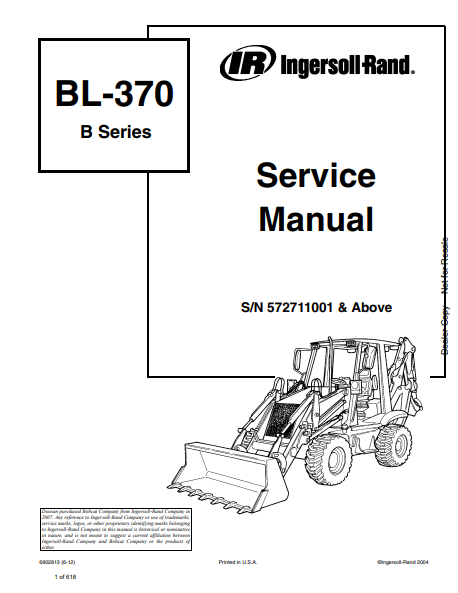 Discover the comprehensive service manual for the BOBCAT BL-370 B Series IR. Download the PDF file (6902813) for expert guidance and maintenance tips.