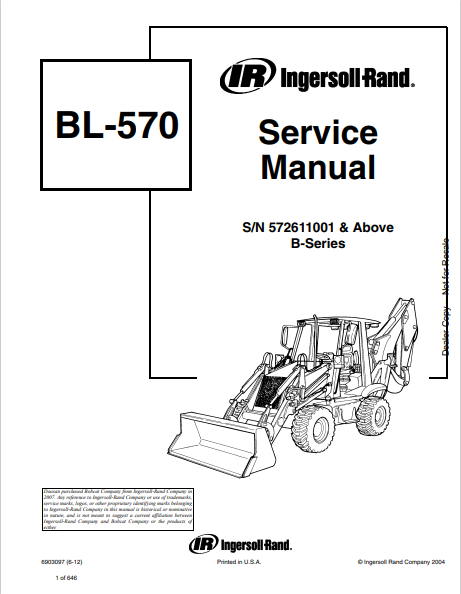  Discover the comprehensive service manual for the BOBCAT BL-570 B-Series IR. Download the PDF file (6903097) for expert guidance and maintenance tips.