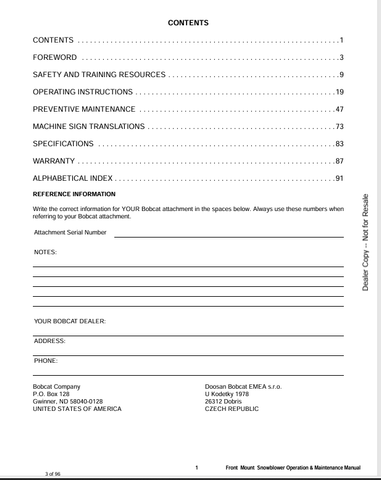 BOBCAT BLOWER (6990475ENUS) OPERATION AND MAINTENANCE MANUAL PDF FILE