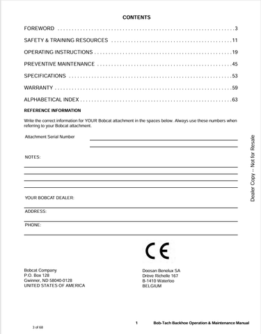 BOBCAT BOB-TACH (6901671) OPERATION AND MAINTENANCE MANUAL PDF FILE