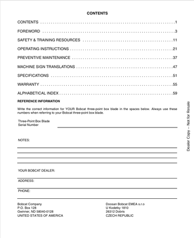 BOBCAT BOX BLADE (7383788) OPERATION AND MAINTENANCE MANUAL PDF FILE