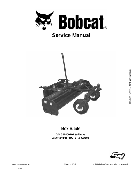 Discover the comprehensive Bobcat Box Blade Service Manual (6901436) in PDF format. Access essential maintenance and repair information for optimal performance.