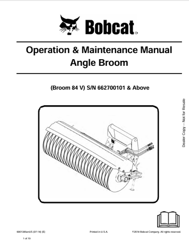 Discover the comprehensive operation and maintenance manual for the BOBCAT BROOM 84 V ANGLE BROOM (6901385). Download the PDF for essential guidelines and tips.