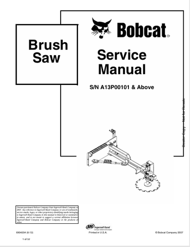 Access the comprehensive Bobcat Brudh Saw Service Manual (6904204) in PDF format. Ensure optimal performance and maintenance with our detailed guide.