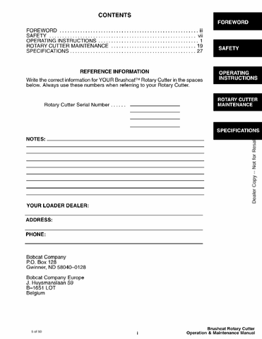 BOBCAT BRUSHCAT (6900451) OPERATION & MAINTENANCE MANUAL PDF DOWNLOAD