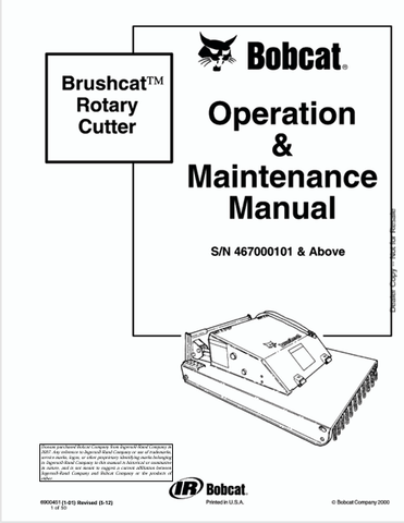  Discover the comprehensive operation and maintenance manual for the Bobcat Brushcat Rotary Cutter (6900451). Download the PDF for expert guidance today.