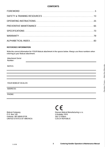 BOBCAT BUD7001 (6989734ENGB) OPERATION & MAINTENANCE MANUAL PDF FILE