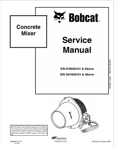 Discover the comprehensive Bobcat Concrete Mixer Service Manual (6900884) in PDF format. Access essential maintenance and repair information for optimal performance.