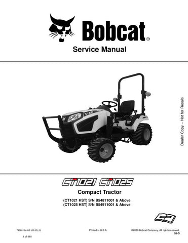 Unlock the full potential of your BOBCAT CT1021 HST and CT1025 HST compact tractors with the comprehensive service manual (7408015). This PDF file, dated 05-20, provides detailed insights into maintenance, troubleshooting, and repair procedures, ensuring your equipment runs smoothly and efficiently. With easy navigation and clear illustrations, this manual is an essential resource for both seasoned operators and new owners, helping you save time and money on repairs while maximizing the lifespan of your
