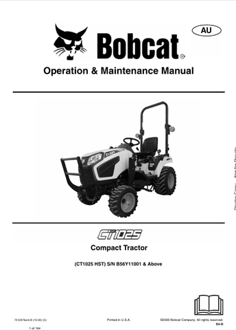 Discover the comprehensive operation and maintenance manual for the BOBCAT CT1025 compact tractor. Download the PDF file for essential guidance and tips.