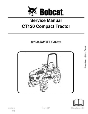 Unlock the full potential of your BOBCAT CT120 Compact Tractor with the comprehensive Service Manual (Part No. 6986523). This PDF file is designed for models A59A11001 and up, providing you with detailed instructions, diagrams, and troubleshooting tips to keep your tractor running smoothly. Whether you're performing routine maintenance or tackling repairs, this manual is an essential resource for both novice and experienced operators. Invest in your equipment's longevity and efficiency today!