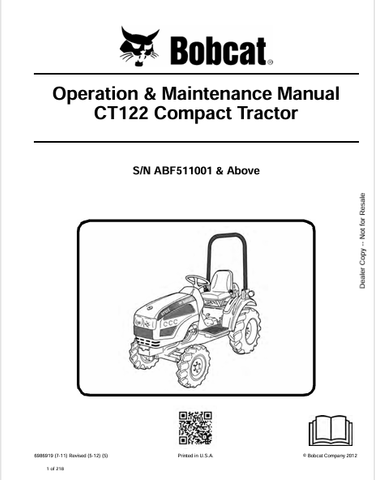 Discover the comprehensive operation and maintenance manual for the BOBCAT CT122 compact tractor. Download the PDF file for essential guidance and tips.