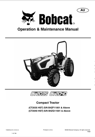 Discover the comprehensive operation and maintenance manual for BOBCAT CT2035 and CT2040 compact tractors. Download the PDF for essential guidance.