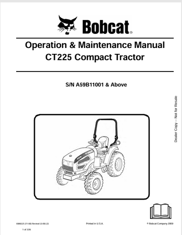 Discover the comprehensive operation and maintenance manual for the BOBCAT CT225 compact tractor. Download the PDF file for essential guidelines and tips.