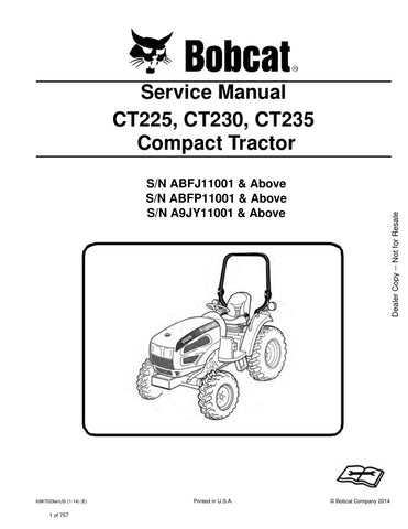 Unlock the full potential of your BOBCAT CT225, CT230, and CT235 compact tractors with the comprehensive service manual (6987029). This PDF file is an essential resource for both novice and experienced operators, providing detailed instructions, diagrams, and troubleshooting tips to keep your equipment running smoothly. With easy navigation and clear information, you can confidently perform maintenance and repairs, ensuring optimal performance and longevity of your tractor. Invest in this invaluable guide t