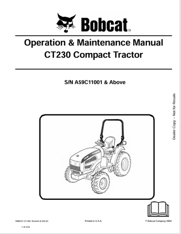 Discover the comprehensive operation and maintenance manual for the BOBCAT CT230 compact tractor. Download the PDF file for essential guidelines and tips.