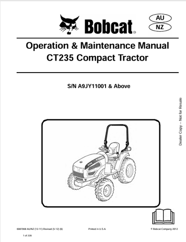  Discover the comprehensive operation and maintenance manual for the Bobcat CT235 Compact Excavator. Download the PDF file for essential insights and guidelines.