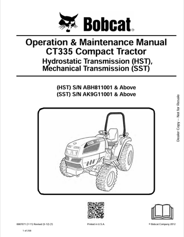  Discover the comprehensive operation and maintenance manual for the BOBCAT CT335 compact tractor. Download the PDF file for essential guidance and tips.