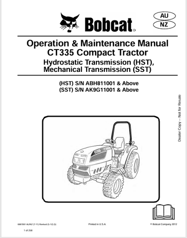  Discover the comprehensive operation and maintenance manual for the BOBCAT CT335 compact tractor. Download the PDF file for essential guidelines and tips.
