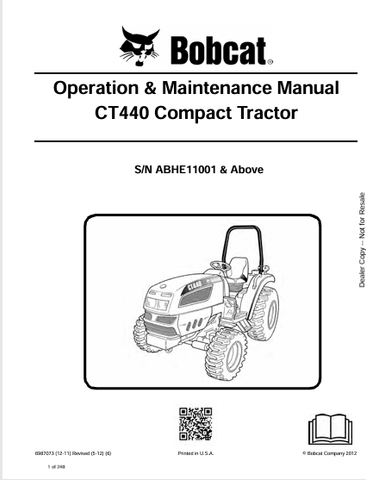 Discover the comprehensive operation and maintenance manual for the BOBCAT CT440 compact tractor. Download the PDF file for essential guidance and tips.