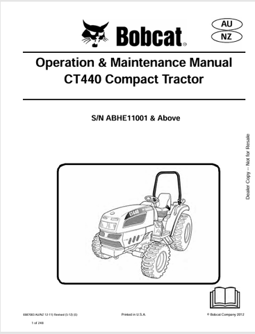 Discover the comprehensive operation and maintenance manual for the BOBCAT CT440 compact tractor. Download the PDF file for essential guidelines and tips.