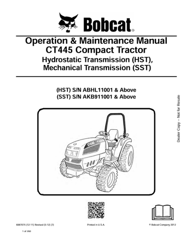 Discover the comprehensive operation and maintenance manual for the BOBCAT CT445 Compact Excavator. Download the PDF file for essential insights and guidelines.
