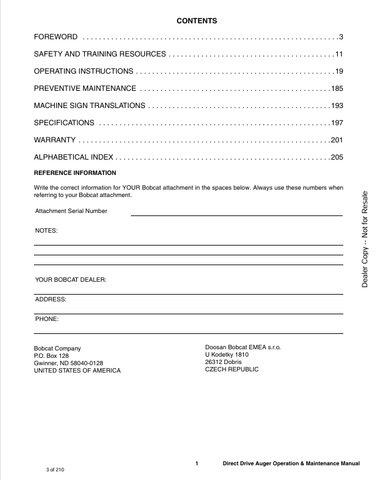 BOBCAT DIRECT (6901180) OPERATION AND MAINTENANCE MANUAL PDF FILE