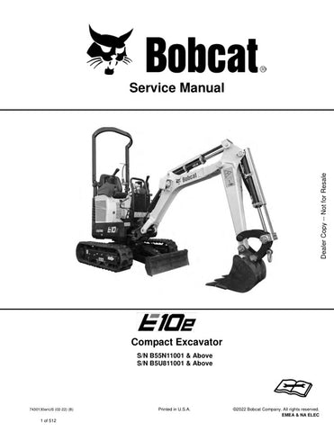 Unlock the full potential of your BOBCAT E10E with the comprehensive Service Manual (7430130) designed for models B55N11001, B5U811001, and up. This PDF file, updated as of February 2022, provides detailed insights into maintenance, troubleshooting, and repair procedures, ensuring your equipment operates at peak performance. With easy navigation and clear illustrations, this manual is an essential resource for both professionals and DIY enthusiasts looking to enhance their knowledge and efficiency. Don't mi