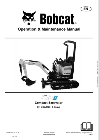 Discover the comprehensive operation and maintenance manual for the Bobcat E10E Compact Excavator (7371588). Download the PDF for essential insights.