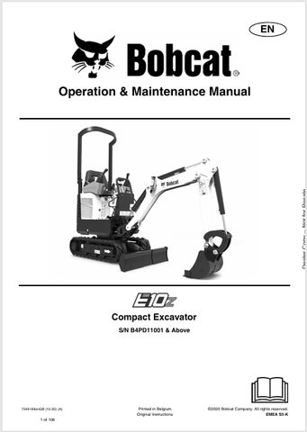 Discover the comprehensive operation and maintenance manual for the Bobcat E10Z Compact Excavator. Download the PDF file for essential insights and guidelines.