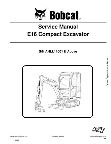 Unlock the full potential of your BOBCAT E16 Excavator with the comprehensive Service Manual (6989424) designed for models AHLL11001 and up. This PDF file is an essential resource for maintenance and repair, providing detailed diagrams, troubleshooting tips, and step-by-step instructions to keep your equipment running smoothly. Ensure optimal performance and longevity of your excavator with this invaluable guide, perfect for both seasoned professionals and DIY enthusiasts. Don't miss out on the opportunity 
