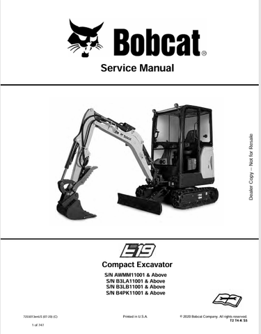 Discover the comprehensive service manual for the BOBCAT E19 Compact Excavator (7255013). Download the PDF for expert maintenance and repair guidance.