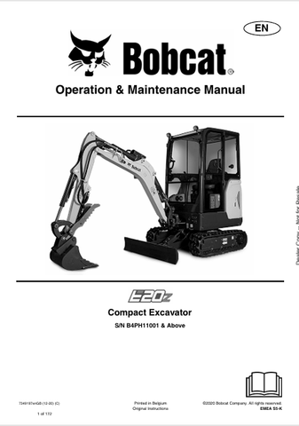 Discover the comprehensive operation and maintenance manual for the Bobcat E20Z Compact Excavator. Download the PDF file for essential insights and guidelines.