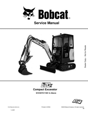 Enhance your maintenance capabilities with the BOBCAT E20Z Excavator Service Manual (B4YC11001 & UP, 7416756). This comprehensive PDF file, dated 09-20, provides detailed insights into the operation, troubleshooting, and repair of your excavator, ensuring you can keep your equipment running smoothly and efficiently. With easy navigation and clear illustrations, this manual is an essential resource for both seasoned professionals and DIY enthusiasts looking to maximize the performance and longevity of their 