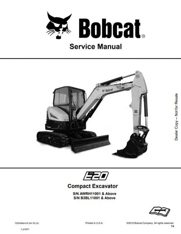 Unlock the full potential of your BOBCAT E20 Excavator with the comprehensive Service Manual (7255008) designed for models AWRH11001, B3BL11001, and up. This PDF file, dated 04-18, provides detailed insights into maintenance, troubleshooting, and repair procedures, ensuring your equipment operates at peak performance. With easy navigation and clear illustrations, this manual is an essential resource for both seasoned professionals and DIY enthusiasts, helping you save time and money on repairs while