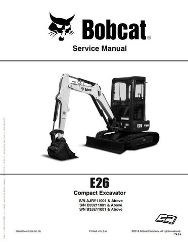 Unlock the full potential of your BOBCAT E26 Compact Excavator with the comprehensive service manual (6990097) designed for models AJRY11001, B33211001, B3JE11001, and up. This PDF file provides detailed insights into maintenance, troubleshooting, and repair procedures, ensuring your equipment operates at peak performance. With easy navigation and clear illustrations, this manual is an essential resource for both professionals and DIY enthusiasts, helping you save time and money on repairs while extending