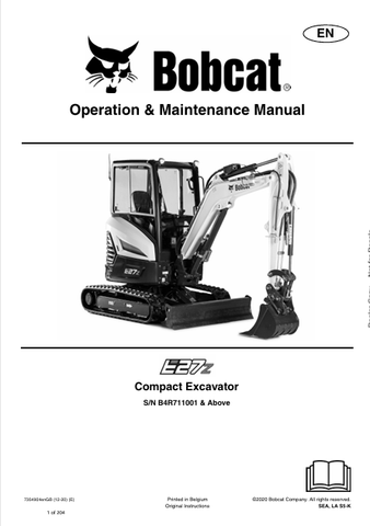  Discover the comprehensive operation and maintenance manual for the Bobcat E27Z Compact Excavator (7354904). Download the PDF for essential insights and guidelines.