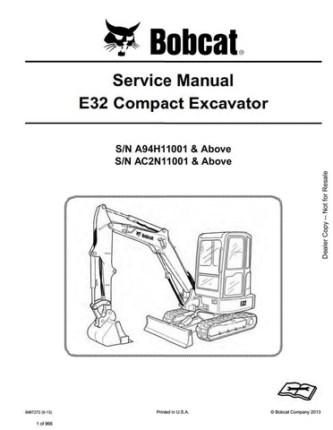 Enhance your maintenance capabilities with the BOBCAT E32 A94H11001, AC2N11001 & UP SERVICE MANUAL 6987272 (9-13) in PDF format. This comprehensive service manual provides detailed instructions, diagrams, and troubleshooting tips specifically designed for your Bobcat E32 model, ensuring you can perform repairs and maintenance with confidence. With easy navigation and a user-friendly layout, this digital resource is an essential tool for both professionals and DIY enthusiasts looking to keep their equipment 