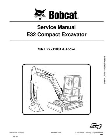 Enhance your maintenance capabilities with the BOBCAT E32 B2VV11001 & UP SERVICE MANUAL (6990708). This comprehensive PDF file, covering models from 2007 to 2020, provides detailed instructions and diagrams to ensure your equipment operates at peak performance. With easy navigation and clear information, this manual is an essential resource for both professionals and DIY enthusiasts, helping you troubleshoot issues and perform routine maintenance with confidence. Invest in your machinery's longevity and eff