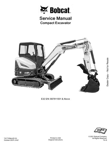Enhance your maintenance capabilities with the BOBCAT E32 B57811001 & UP SERVICE MANUAL (7417169). This comprehensive PDF file, updated as of October 2021, provides detailed instructions and diagrams to ensure your equipment operates at peak performance. With easy navigation and clear illustrations, this manual is an essential resource for both seasoned technicians and DIY enthusiasts, allowing you to troubleshoot issues, perform repairs, and conduct routine maintenance with confidence. Invest in this inval