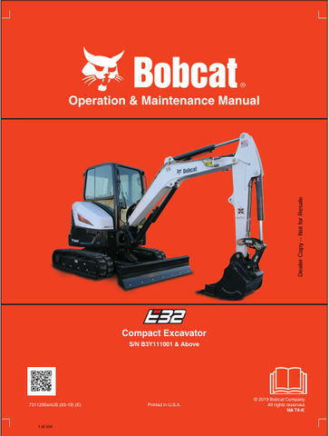  Discover the comprehensive operation and maintenance manual for the Bobcat E32 Compact Excavator (7311295). Download the PDF for essential insights and guidelines.