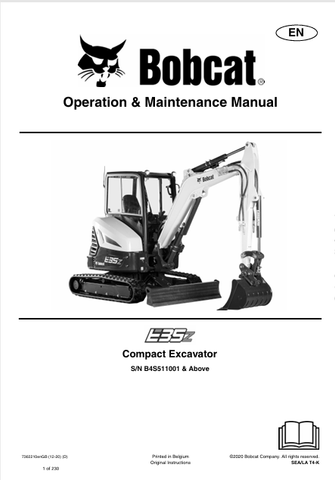  Discover the comprehensive operation and maintenance manual for the Bobcat E35Z Compact Excavator (7362210). Download the PDF for essential insights.