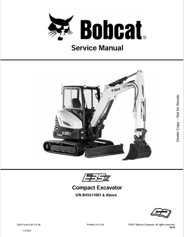 Discover the comprehensive service manual for the BOBCAT E35Z Compact Excavator (7362211). Download the PDF for expert maintenance and repair guidance.