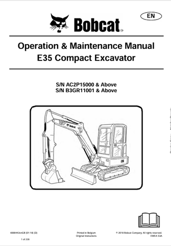  Discover the comprehensive operation and maintenance manual for the Bobcat E35 Compact Excavator (6990442). Download the PDF for essential insights and guidelines.