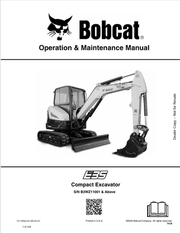 Discover the comprehensive operation and maintenance manual for the Bobcat E35 Compact Excavator (7311305). Download the PDF for essential insights and guidelines.