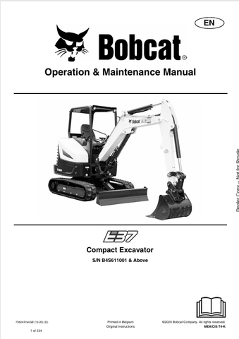  Discover the comprehensive operation and maintenance manual for the Bobcat E37 Compact Excavator. Download the PDF file for essential insights and guidelines.
