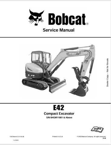 Discover the comprehensive service manual for the BOBCAT E42 Compact Excavator (7336766). Download the PDF for essential maintenance and repair guidance.
