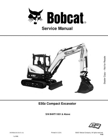 Unlock the full potential of your BOBCAT E50Z Excavator with the comprehensive service manual (7407660) designed specifically for models B4HT11001 and up. This PDF file is an essential resource for maintenance and repair, providing detailed diagrams, troubleshooting tips, and step-by-step instructions to keep your equipment running smoothly. Ensure optimal performance and longevity of your excavator with this invaluable guide, perfect for both seasoned professionals and DIY enthusiasts. Don't miss out on